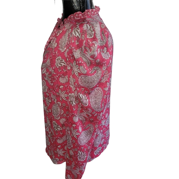 Cupcakes and Cashmere Pink Paisley Puff Sleeve Blouse S - Picture 5 of 7